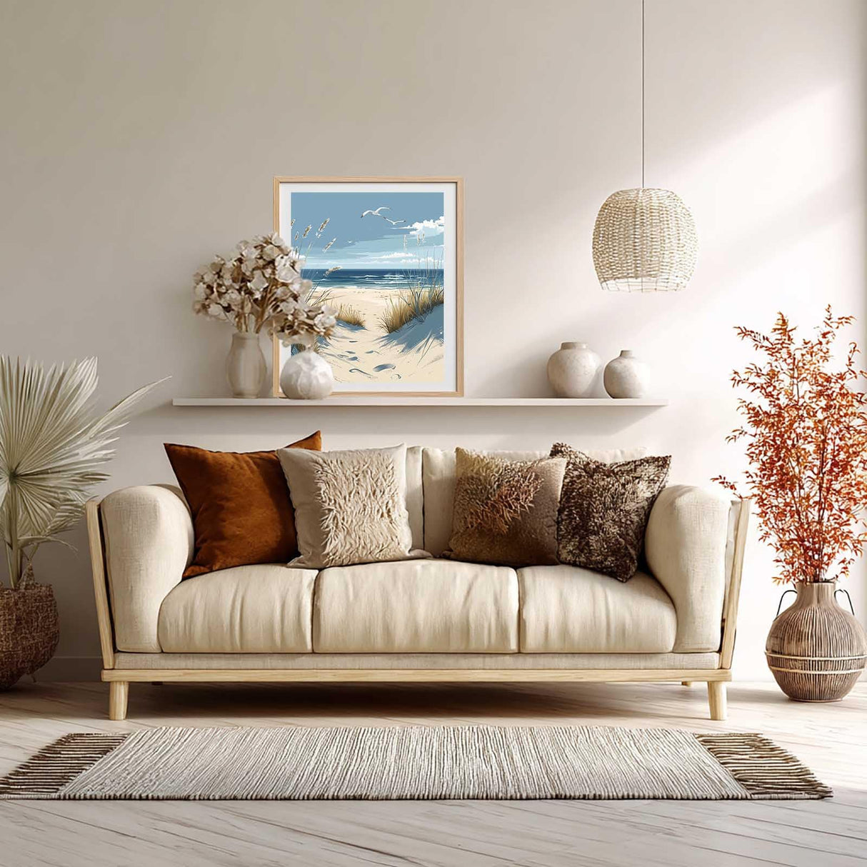 ARNLRDYA Ocean Landscape Paint by Number Kits, Seagull Beaches DIY Paint by Numbers for Beginner, Waves Coastal Reed Scenery Acrylic Painting for Gift Home Wall Decor(16×20inches, No Frame) ARNLRDYA