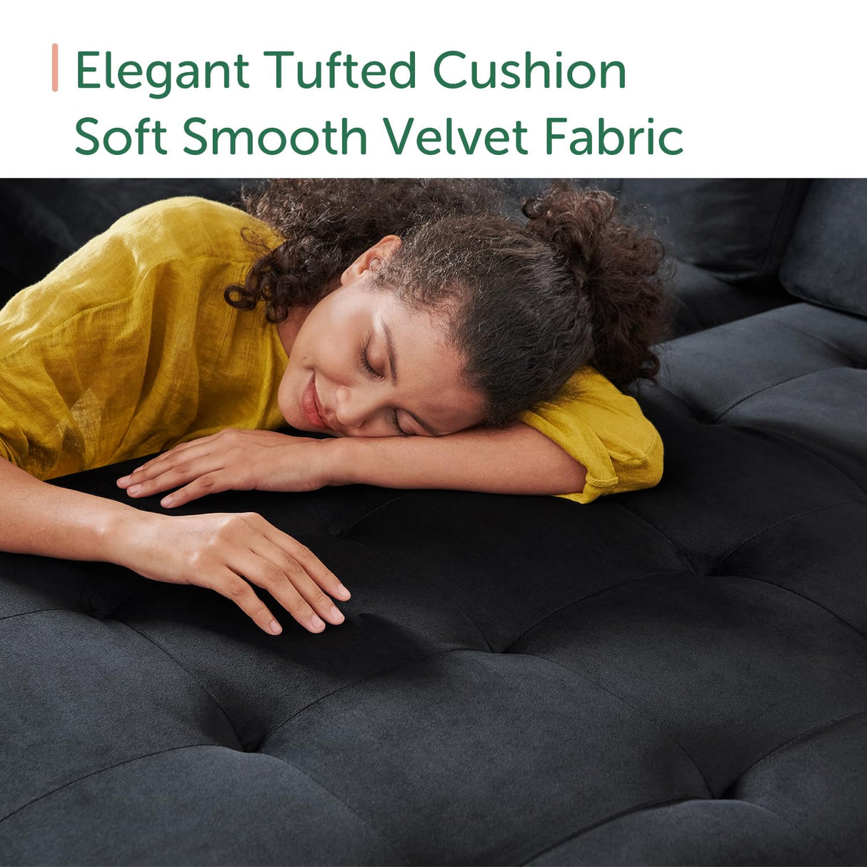 HONBAY Sectional Sleeper Sofa with Pull Out Bed, Sleeper Sectional Couch for Living Room, Sleeper Sofa Bed with Storage Chaise, Velvet Black HONBAY