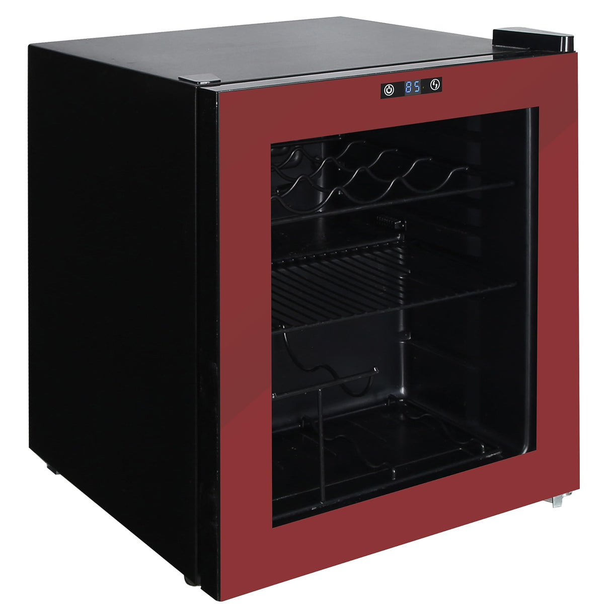 West Bend Beverage Cooler Refrigerator 15 Wine Bottle/60 Can Capacity, Glass Door, 17-Inch Wide Freestanding, Adjustable Thermostat Control, 1.6-Cu.Ft, Burgundy West Bend