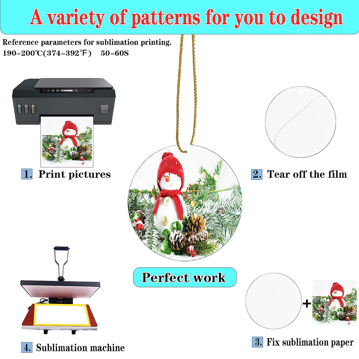 40pcs Metal Sublimation Ornament Blanks,Christmas Ornaments for Christmas Tree Decor,Sublimation Round Blanks Bulk for Heat Press Printing,DIY Handmade Crafts Double Sided Sublimation Ornaments (40) Guyuewey