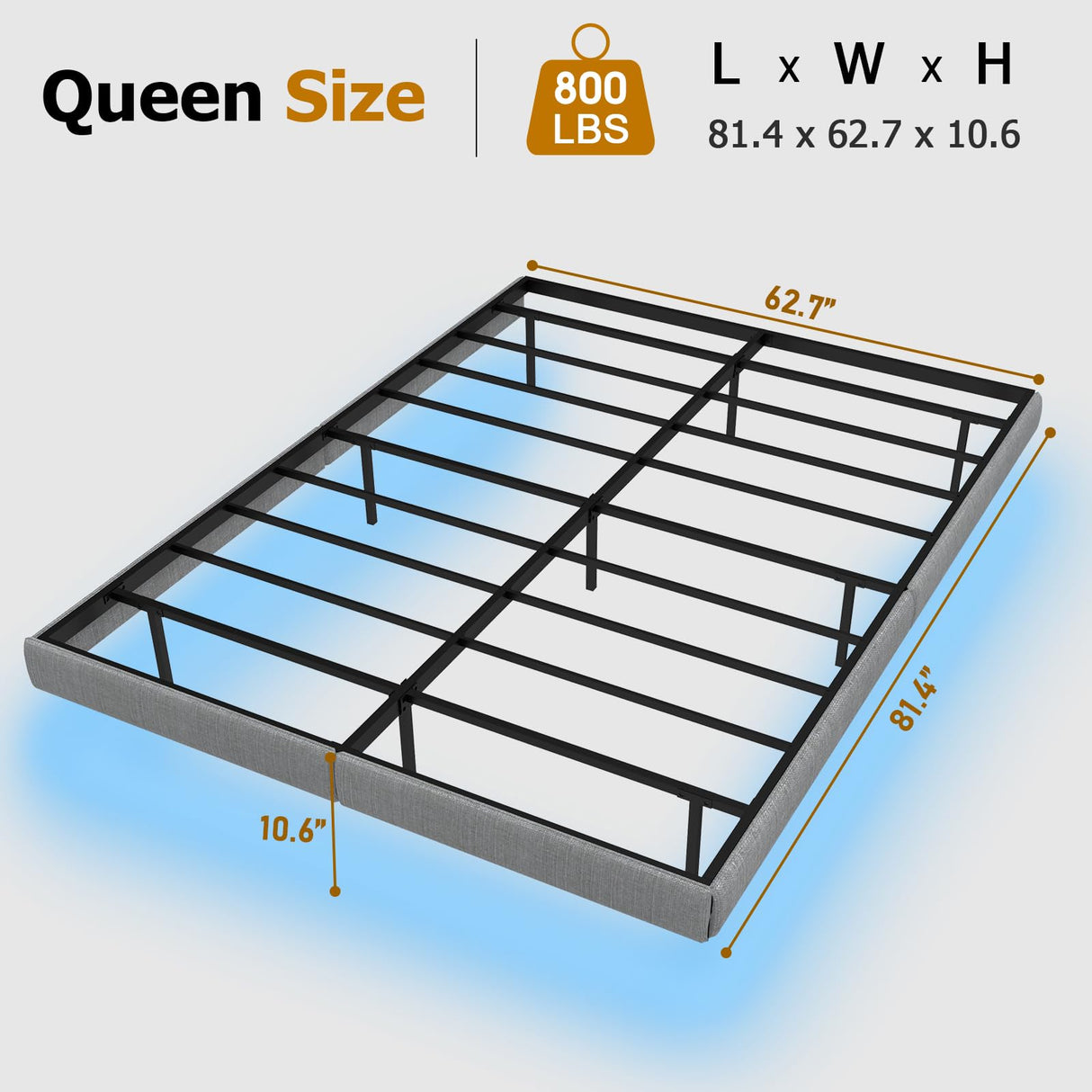 Floating Queen Bed Frame with LED Lights & Under-Bed Storage by RVONOW RVONOW