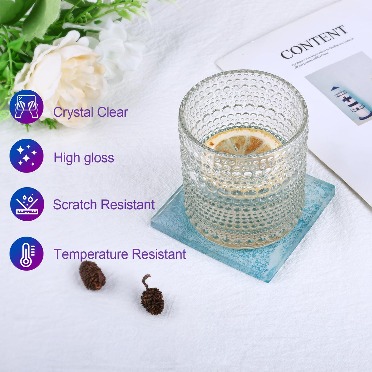 Epoxy Resin Kit for Beginners, Resin Kit with Resin Molds, 18OZ Resin Epoxy Kit wiht Dried Flowers, Resin Measuring Cups and Resin Supplies KISREL