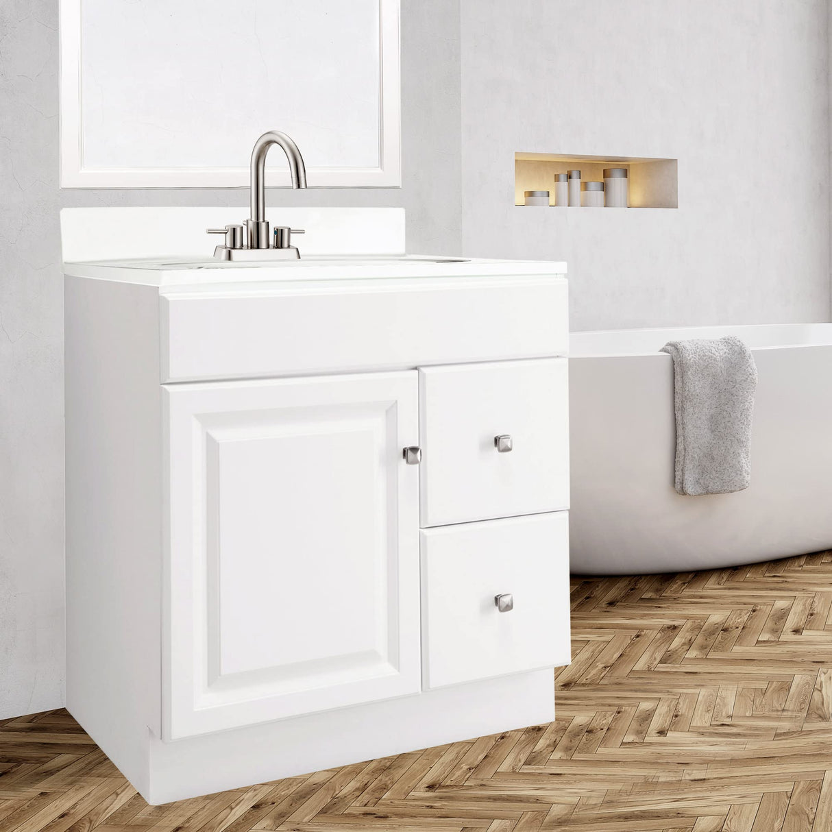 Design House Wyndham 30 Inch Bathroom Vanity, Ready to Assemble, Solid Wood, White, 597203 Design House
