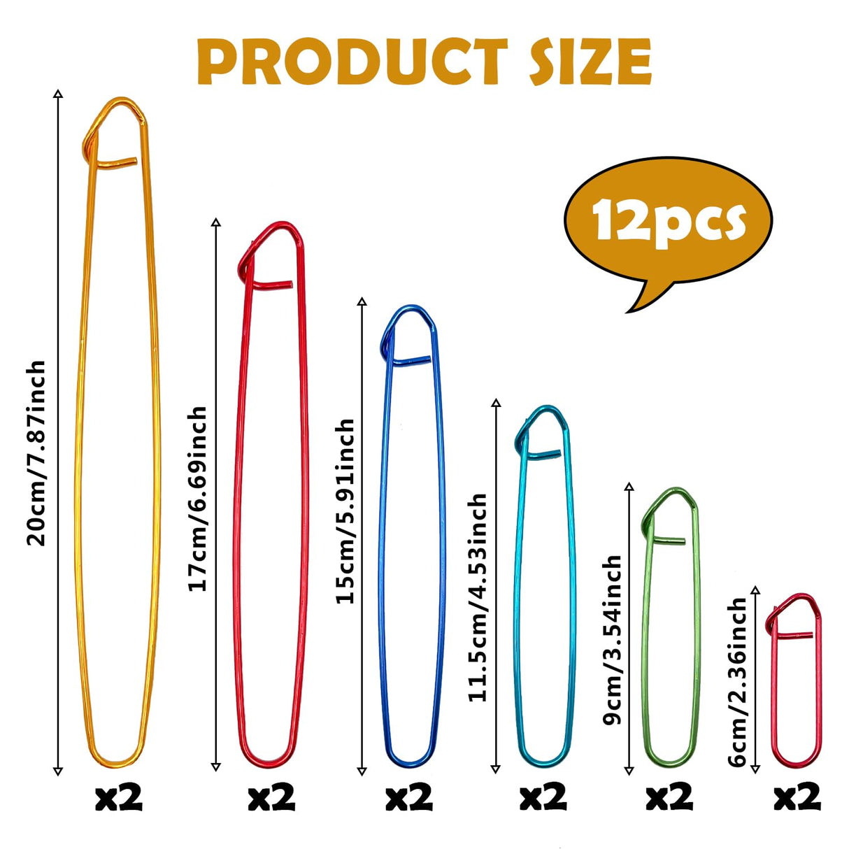 OWMOSYX 12 Pcs Knitting Stitch Holders Aluminum, Colorful Yarn Stitch Holder for Practical Knitting Crochet Tools for Sweaters Socks Yarn Sewing DIY Blankets OWMOSYX