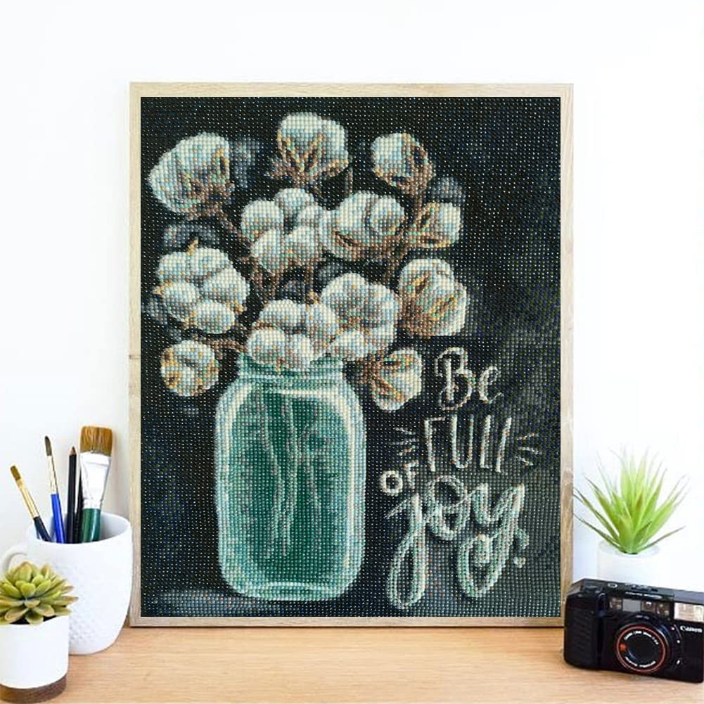 PDSLAIKE Diamond Painting Kits Flowers for Adults - Be Full of Joy Funny Saying Quote Home Decor DIY Art Craft 11.8x15.7in PDSLAIKE