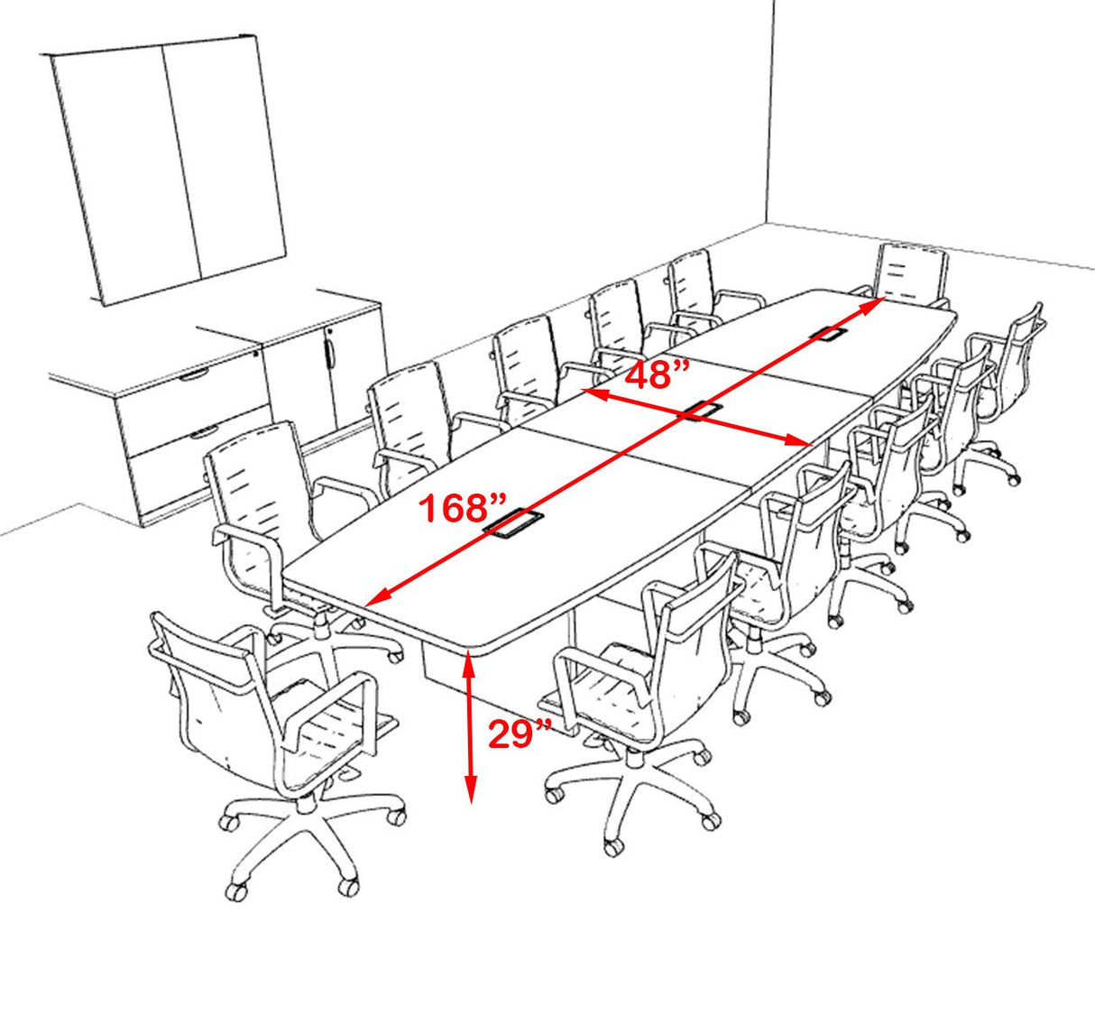 Modern Boat Shapedd 14' Feet Conference Table, OF-CON-C135 UTM Furniture