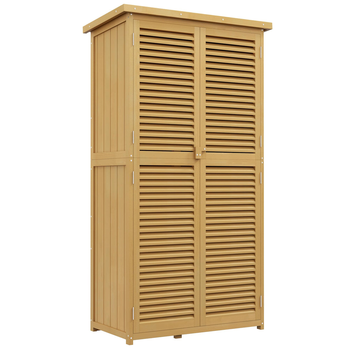 Outsunny 5' x 3' Wooden Outdoor Storage Cabinet, Garden Sheds & Outdoor Storage with Asphalt Roof & 2 Large Wood Doors with Lock, Yellow Outsunny