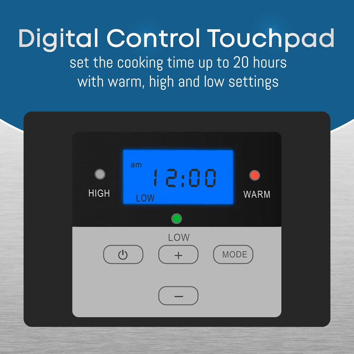 Elite Gourmet MST-900D 8.5Qt Digital Programmable XL Jumbo Slow Cooker, Adjustable Temp, Entrees, Sauces, Stews & Dips, Dishwasher Safe Glass Lid & Crock, Stainless Steel Elite Gourmet