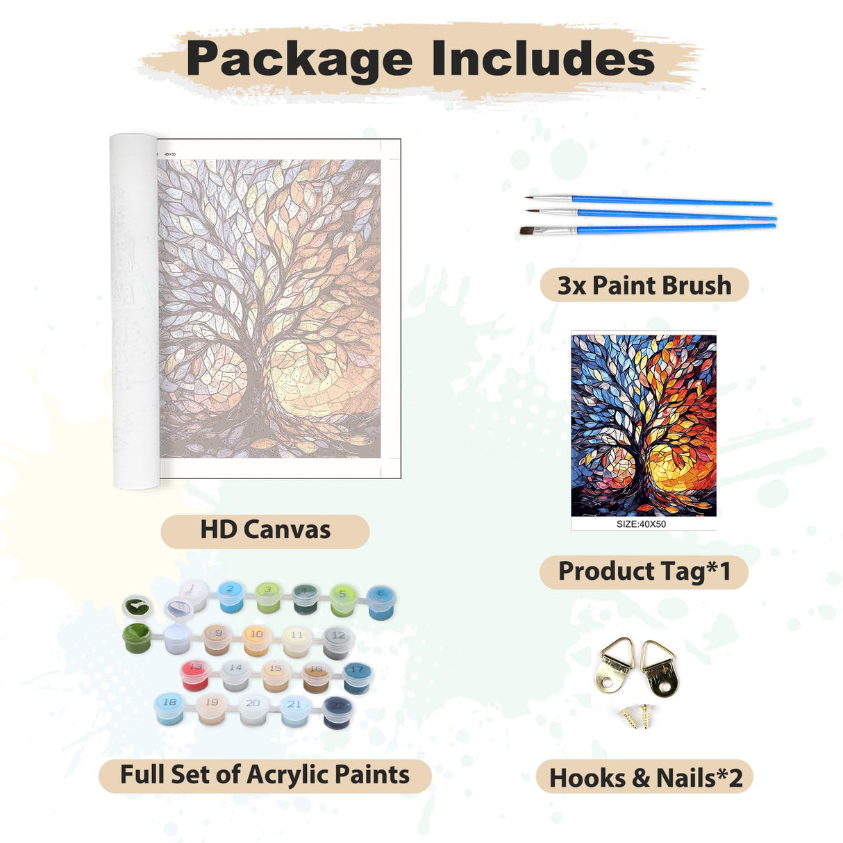 EOBROMD Paint by Numbers Kits for Adults Tree of Life, Landscape DIY Painting Kits for Adults Beginner, Acrylic Paint Oil Paint by Numbers for Home Decor Gift 16x20inch(Without Frame) EOBROMD