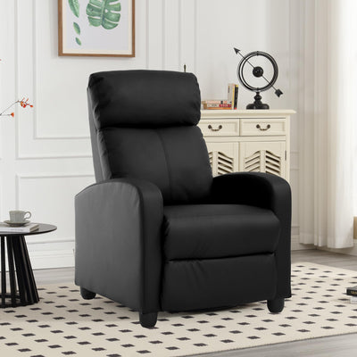 Leather Recliner Chair,Movie Theater Chairs,Single Sofa Chair Pu Leather With Footrest,Wall Hugger Recliners Chairs For Adults,Lounge Chair Indoor Recliner Chair Armchair For Living Room,Bedroom-BLACK