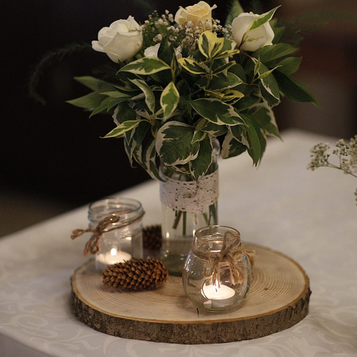 Sancodee 8 Pcs Large Unfinished Wood Slices, 10-11 Inches Wood Slabs for Centerpieces Natural Wooden Circle, DIY Wood Centerpieces for Tables Wedding Party Door Sign Decor Sancodee