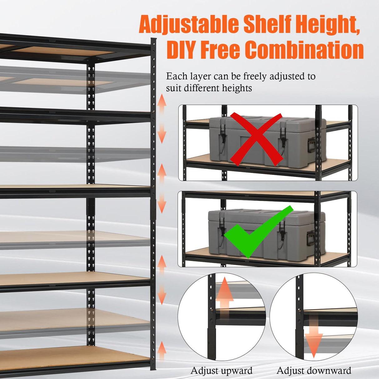 Heavy Duty Garage Shelving Units,5-Tier Adjustable Storage Shelves,36 x 24 x 72in,Loads 3000 LBS,Adjustable Garage Storage Shelving, Metal Storage Utility Racks Shelf Unit Garvee