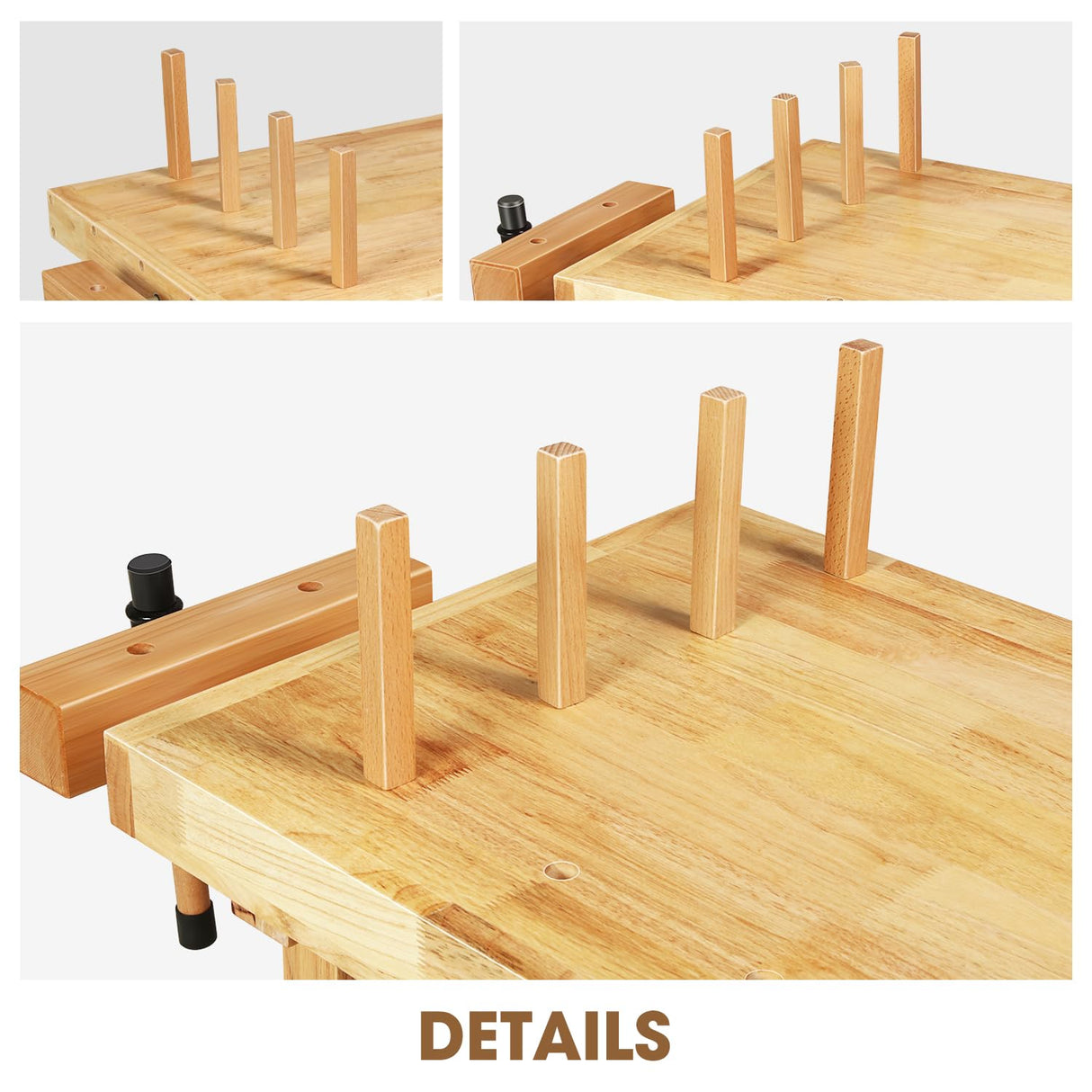 DNA MOTORING Heavy Duty Wood Workbench, Wooden Workbench for Workshop, Garage, W/Adjustable Handle, TOOLS-00523 DNA MOTORING