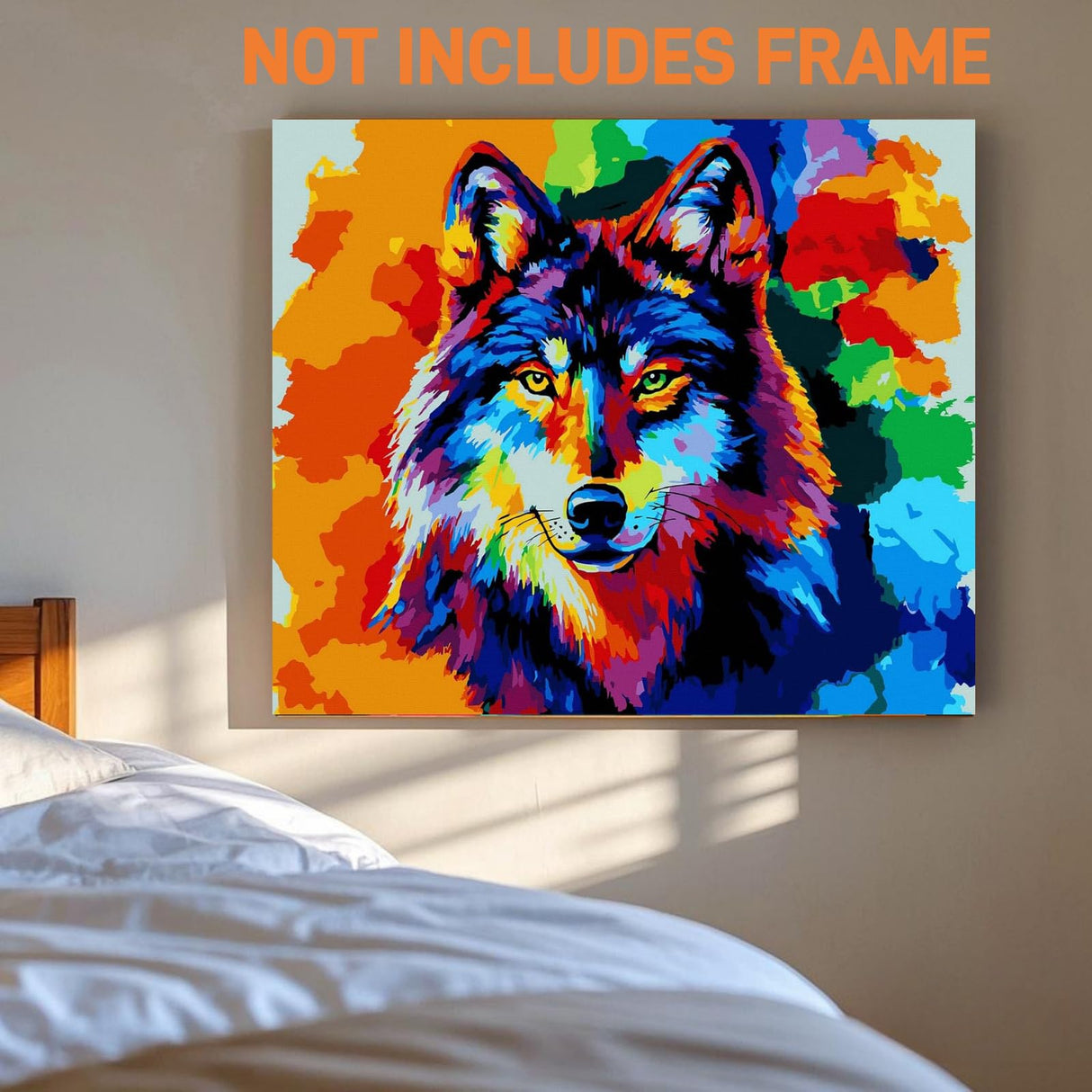 Wolf Paint by Numbers Kit for Kids Adults, Adult Paint by Number Kits Canvas Number Wolf Painting by Numbers Art Craft Kits for Adults, Color Wolf 16x20inch Without Frame Komking