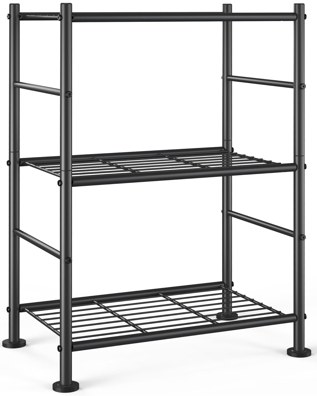 Sakugi Storage Shelves - 3 Tier Shelf Organizer, Sturdy Metal Garage Shelving with Adjustable Leveling Feet, Space-Saving Shelves Organizer for Pantry, Laundry, Kitchen (18" x 12" x 30", Black) Sakugi