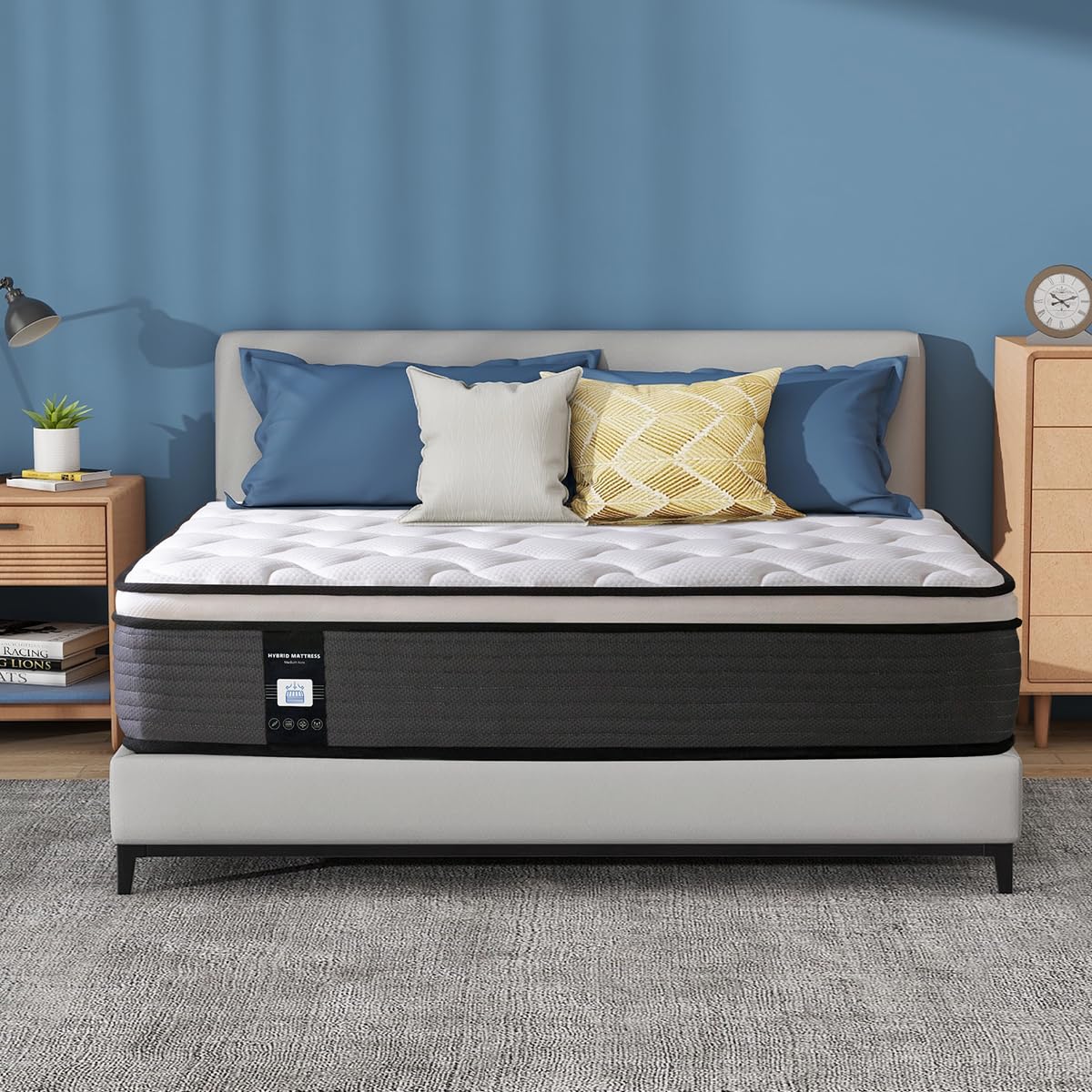 14 Inch Twin Mattress, Memory Foam Hybrid Mattress, Motion Isolation Pocket Spring Mattress in a Box, Medium Firm for Pressure Relief, Breathable Pillow Top, CertiPUR-US Certified Marine Moon