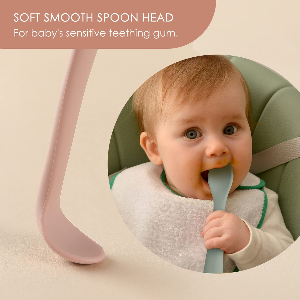 6-Piece Silicone Feeding Spoons for First Stage Baby and Infant, Soft-Tip Easy on Gums I Training Spoon | Baby Utensils Feeding Supplies, Dishwasher & Boil-proof NETANY