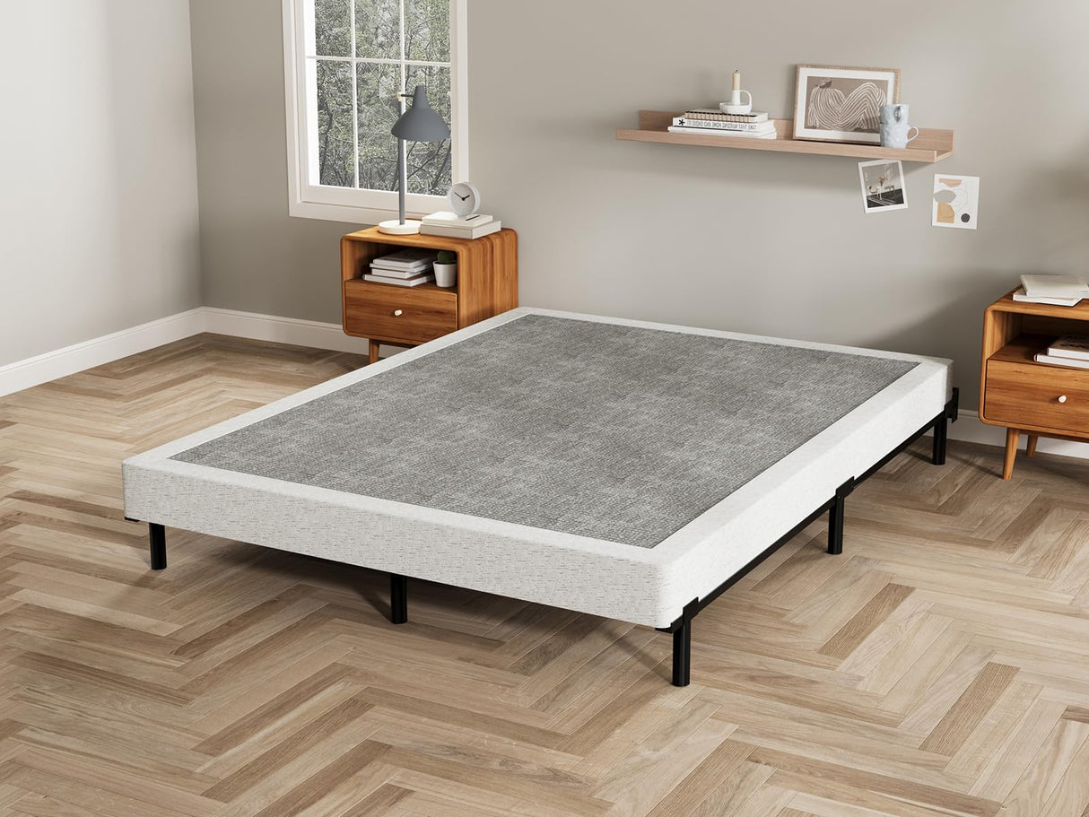 AROMUSTIME 5 Inch Box Spring Queen Low Profile Black Heavy Duty Metal Mattress Foundation/Easy Assembly/Non-Slip/Noise Free/Easy Clean Fabric Cover AROMUSTIME