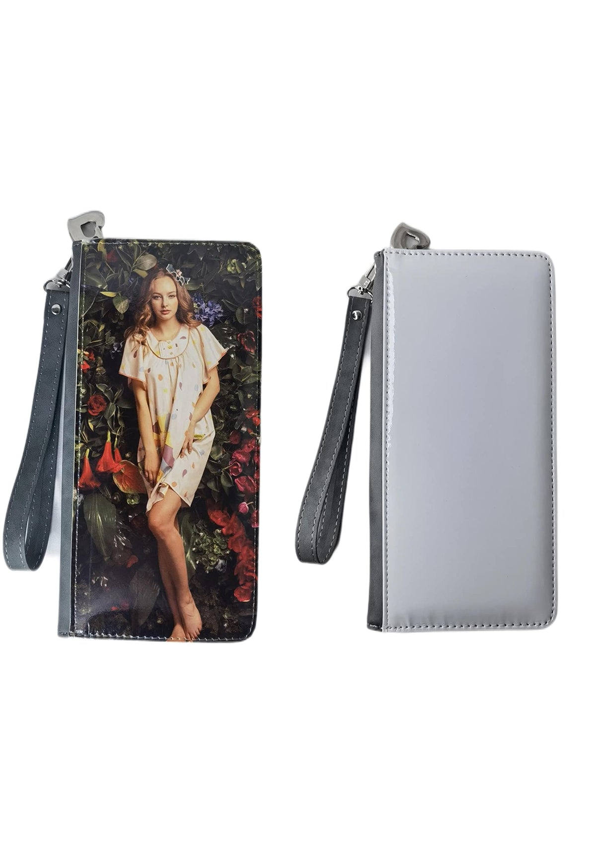 Youkang Sublimation Wallet Women's Zipper Card Holder Storage Bag Women's Travel Clutch Wristband DIY Craft (Grey) Youkang