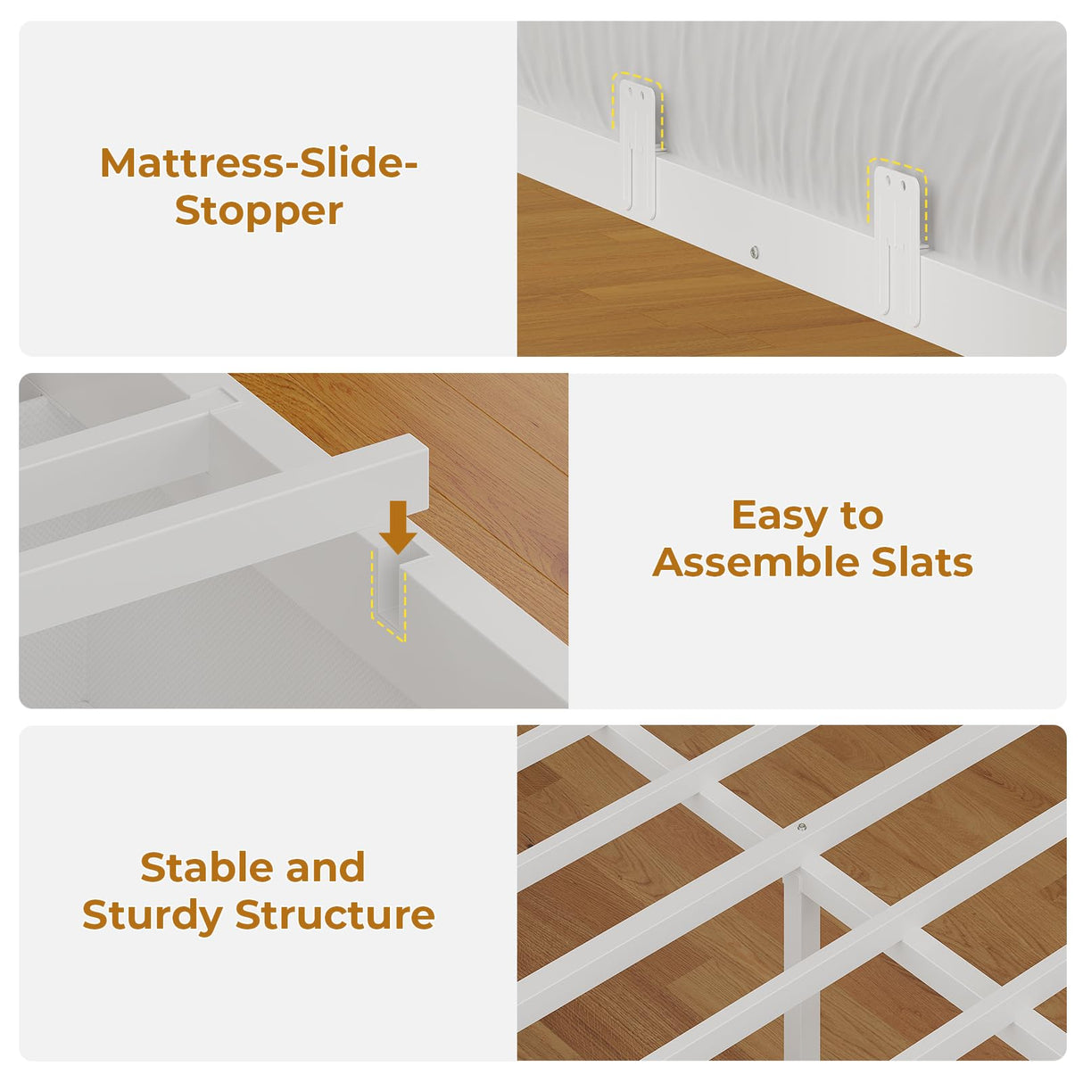 MSmask 14 Inch Corner Bed Frame with Bookcase Storage, Full Daybed with 6 Drawers, Charging Station and LED Light, Full Size Metal Platform Bed Frame for Kids Teenagers, White & Oak Grey MSmask