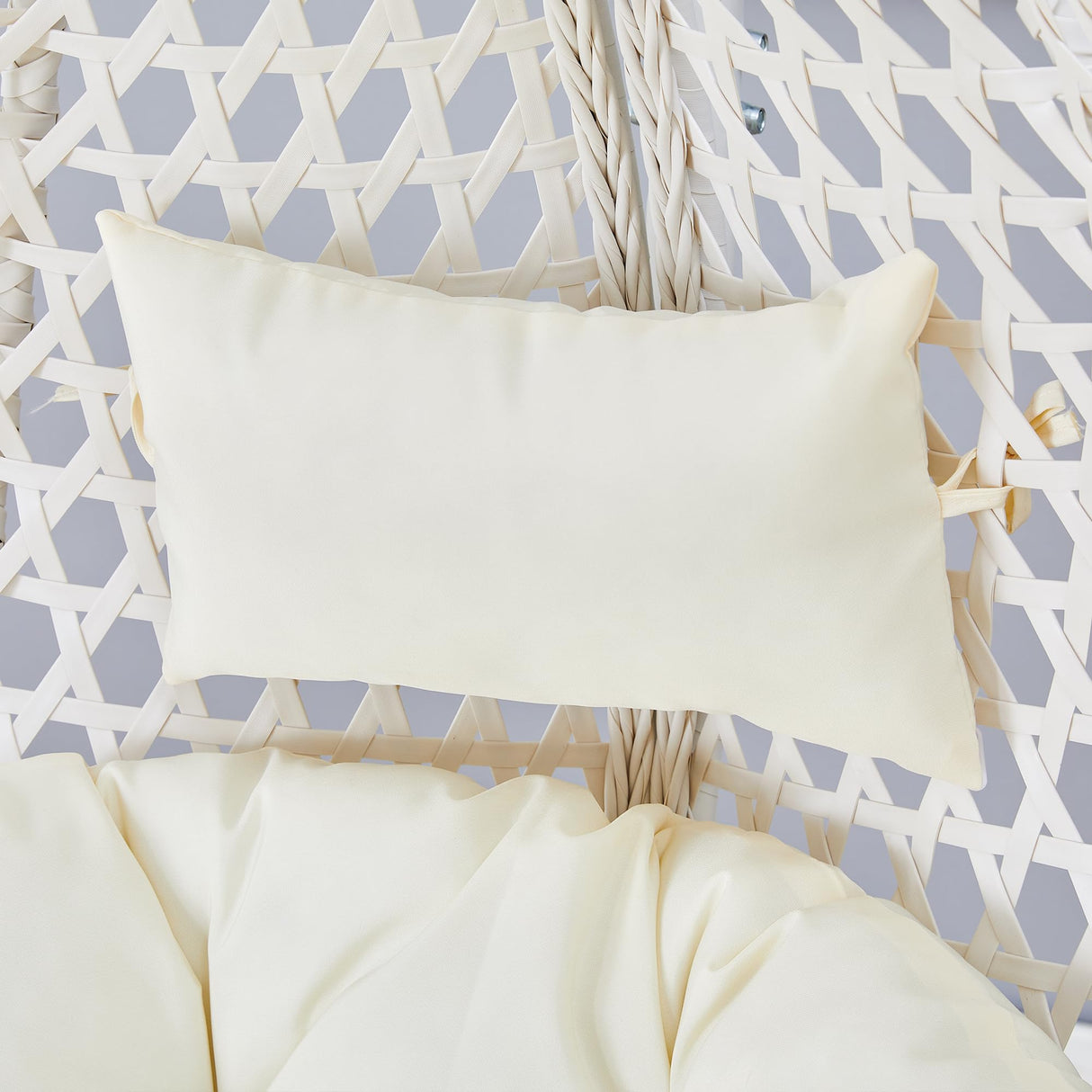 CRIPNAS Egg Swing Chair Outdoor with Stand, Hanging Egg Rattan Basket Chair with Cushion and Pillow, Lounge Chair, Foldable Basket and Metal Stand for Porch, Patio, Bedroom, Balcony,Yard (White) CRIPNAS