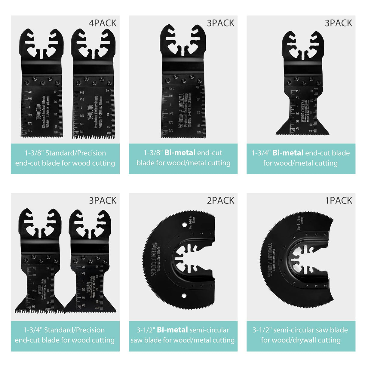 WORKPRO 23-Piece Metal/Wood Oscillating Saw Blades Set for Quick Release Multitool, Blades for Dewalt, Craftsman, Ridgid, Milwaukee, Rockwell, Ryobi and More WORKPRO