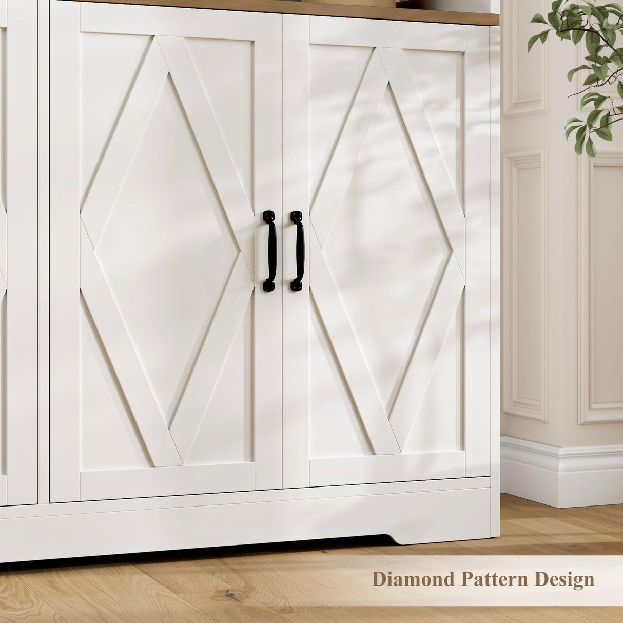 HOSTACK 71" Tall Pantry Cabinet, 55" Wide Kitchen Pantry Storage Cabinet, Large Kitchen Hutch with 2 Microwave Stands, Farmhouse Coffee Bar Station with Doors and Shelves for Dining Room, White HOSTACK