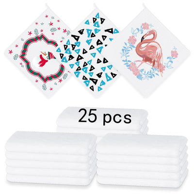 LIZOIDZSM 25 Pcs Sublimation Towels Blank,12 x 12 Inch Sublimation Hand Towels,DIY Microfiber Sublimation Kitchen Towels Dish Towels,Sublimation Tea Towels Blanks,Polyester Hand Towels Sublimation