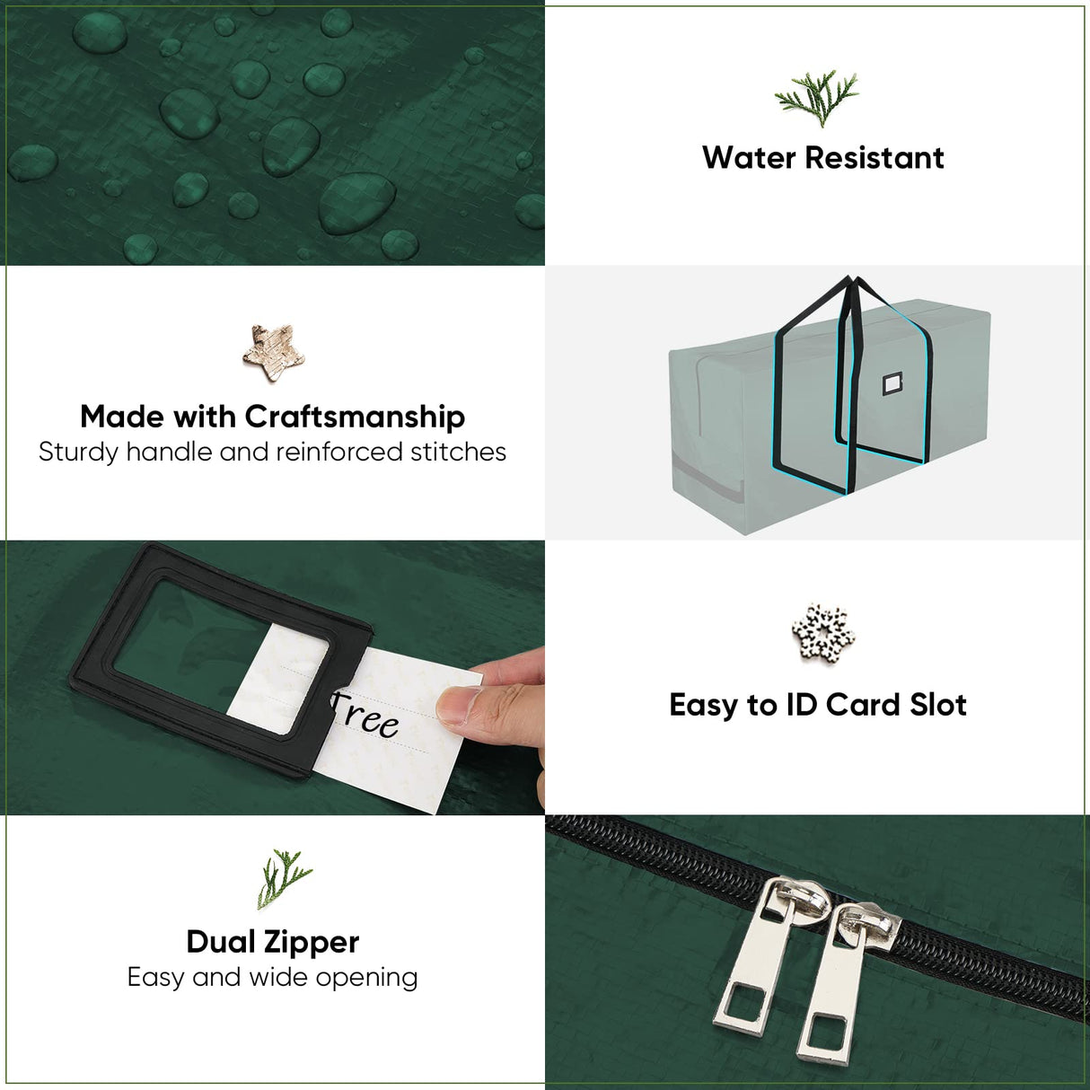 BALEINE 7.5 ft Extra Large Christmas Tree Storage Bag With Reinforced Handles and Dual Zippers for Wide Opening (Green) BALEINE