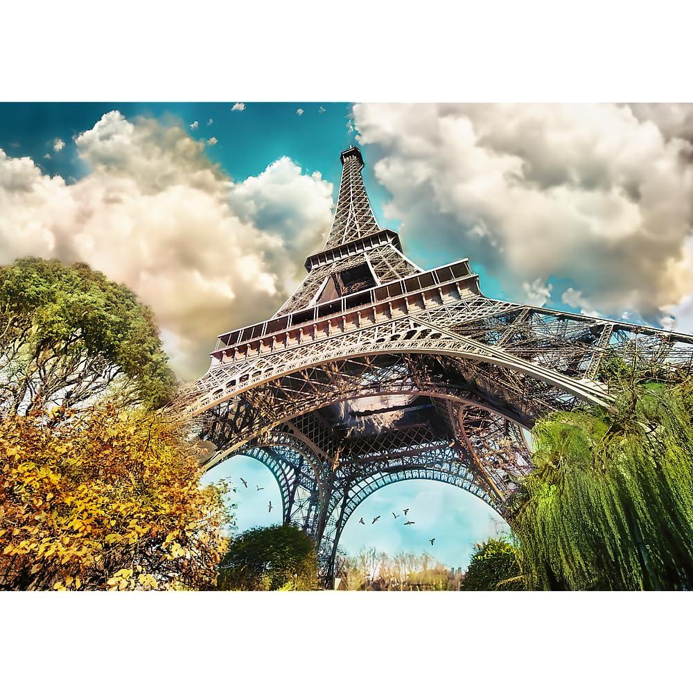 Trefl Eiffel Tower in Paris, France 1000 Jigsaw Puzzle Premium Plus Photo Odyssey 27"x 19" Unique Photographic Series, Perfect Matching of Elements, for Adults and Children from 12 Years Old Trefl