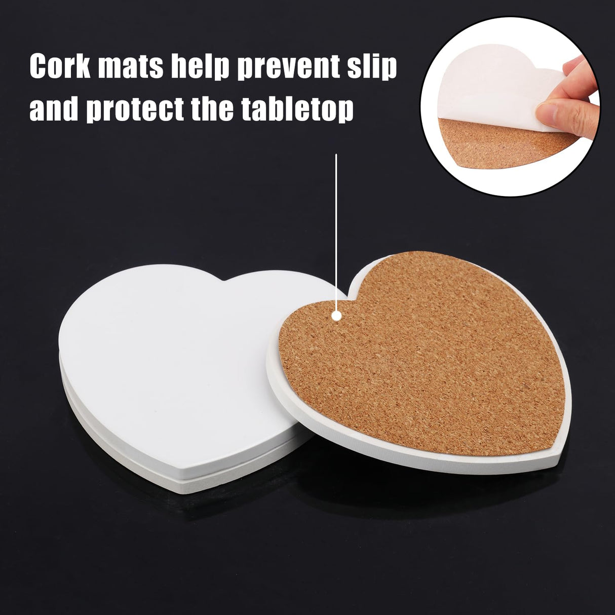 40 Pieces 4.25 Inch Sublimation Blank Ceramic Coasters, Glazed Ceramic Coasters with Cork Backing Pads for Painting, DIY Crafts, Mosaics, (Heart-Shaped), Sublimation, White. by GNIEMCKIN GNIEMCKIN