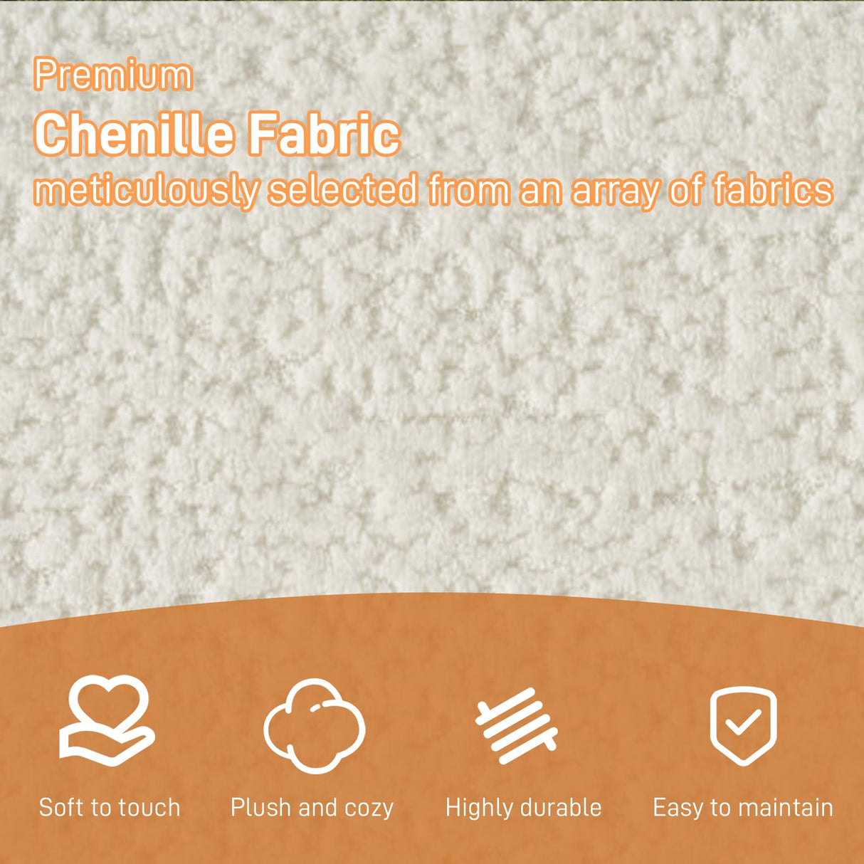 ONEMMLION Curved Sofa Sectional Couch for Living Room, 114" Modern Oversized Boneless Cloud Couch, Comfy Luxury Plush Chenille 4 Seater Memory Foam Sofa Deep Seat Couches, Cream White ONEMMLION