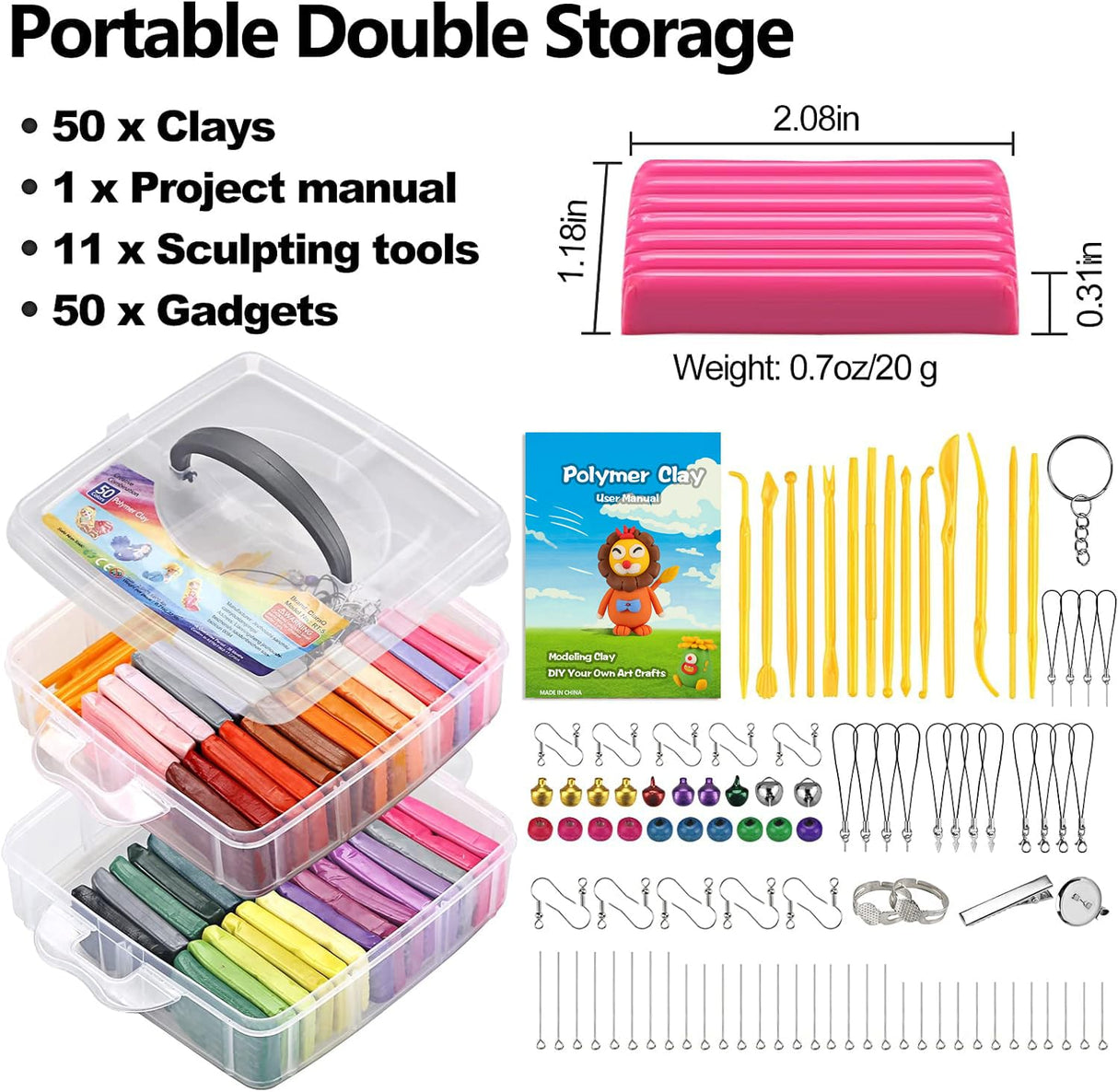 CiaraQ Polymer Clay Starter kit, Oven Bake Modeling Clay with Sculpting Tools, 50 Colors, 2.8 lb CiaraQ