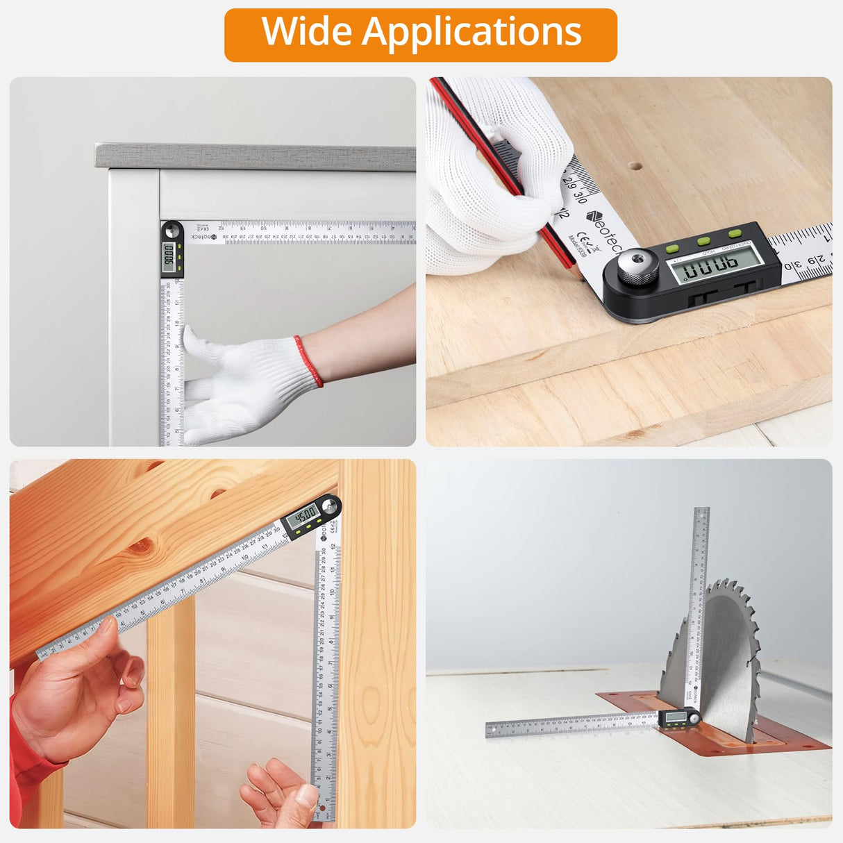 Neoteck 12 inch/30cm Stainless Steel Digital Angle Finder Protractor Ruler with Data Holding Function for Woodworking Construction Repairing Neoteck