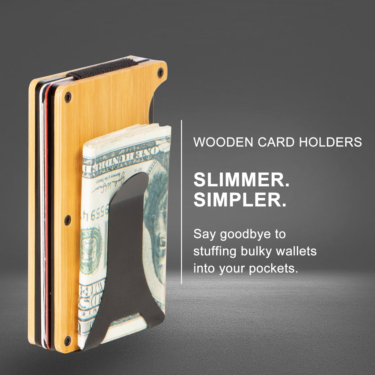 Custom Wooden Credit Card Holder with Money Clip and wooden box β Personalized Wallet Gift for Husband - Anniversary Gift for Him, Boyfriend Gifts, Minimalist Smart Wallet for Men (San Judas-Bamboo) OTGMPIREX