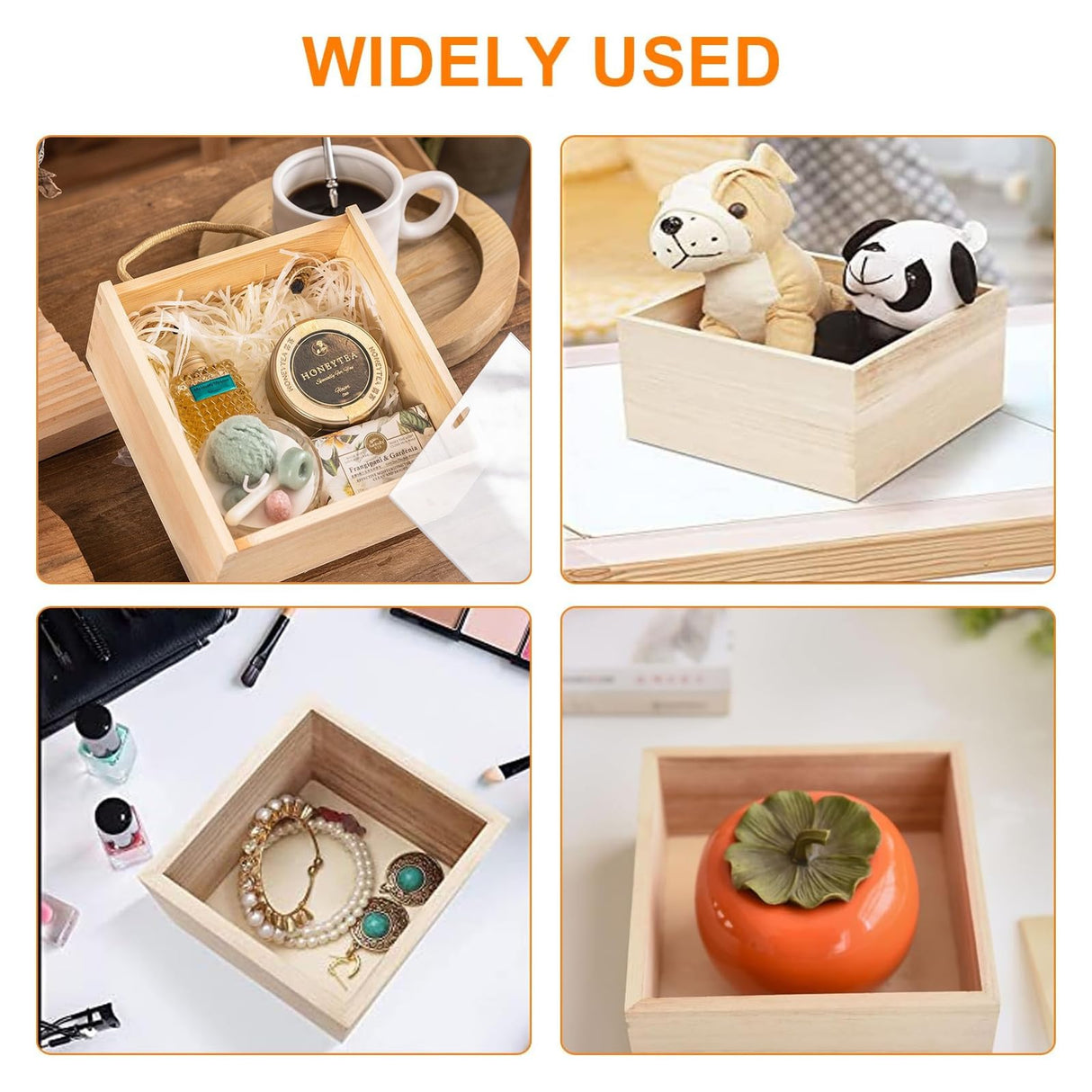 Voittozege 12-Pack Unfinished Wooden Storage Boxes, 4x4x2 inches, Natural Poplar, Square, Flip Top, DIY Voittozege