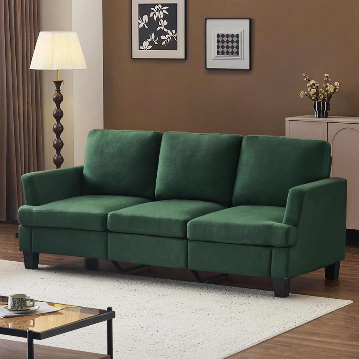 VINGLI Green 83" Sofa Couches for Living Room, Modern Comfy 3 Seater Couch 25.6" Deep Seat Upholstery Cozy Sofas for Small Space, Bedroom, Apartment, Home Office VINGLI