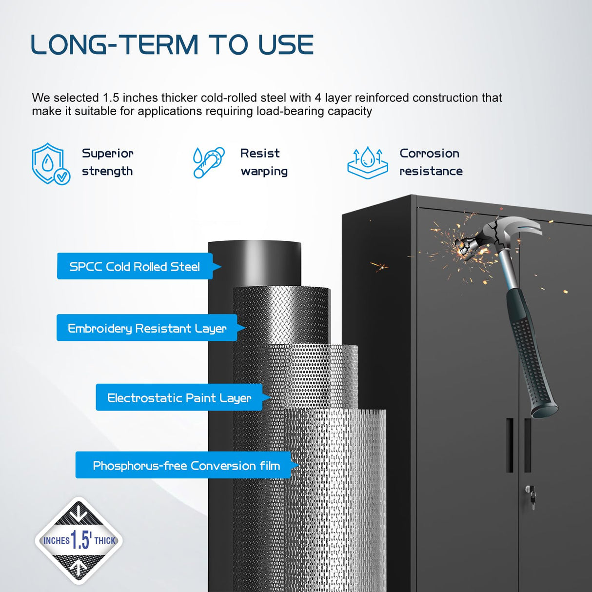 Maemttes 72" Metal Storage Cabinet with Doors and Shelves, Tall Garage Cabinets Lockable File Cabinet, Heavy-Duty Locker Cabinet Tool Cabinets for Garage, Office, Home, Kitchen (Black) Maemttes