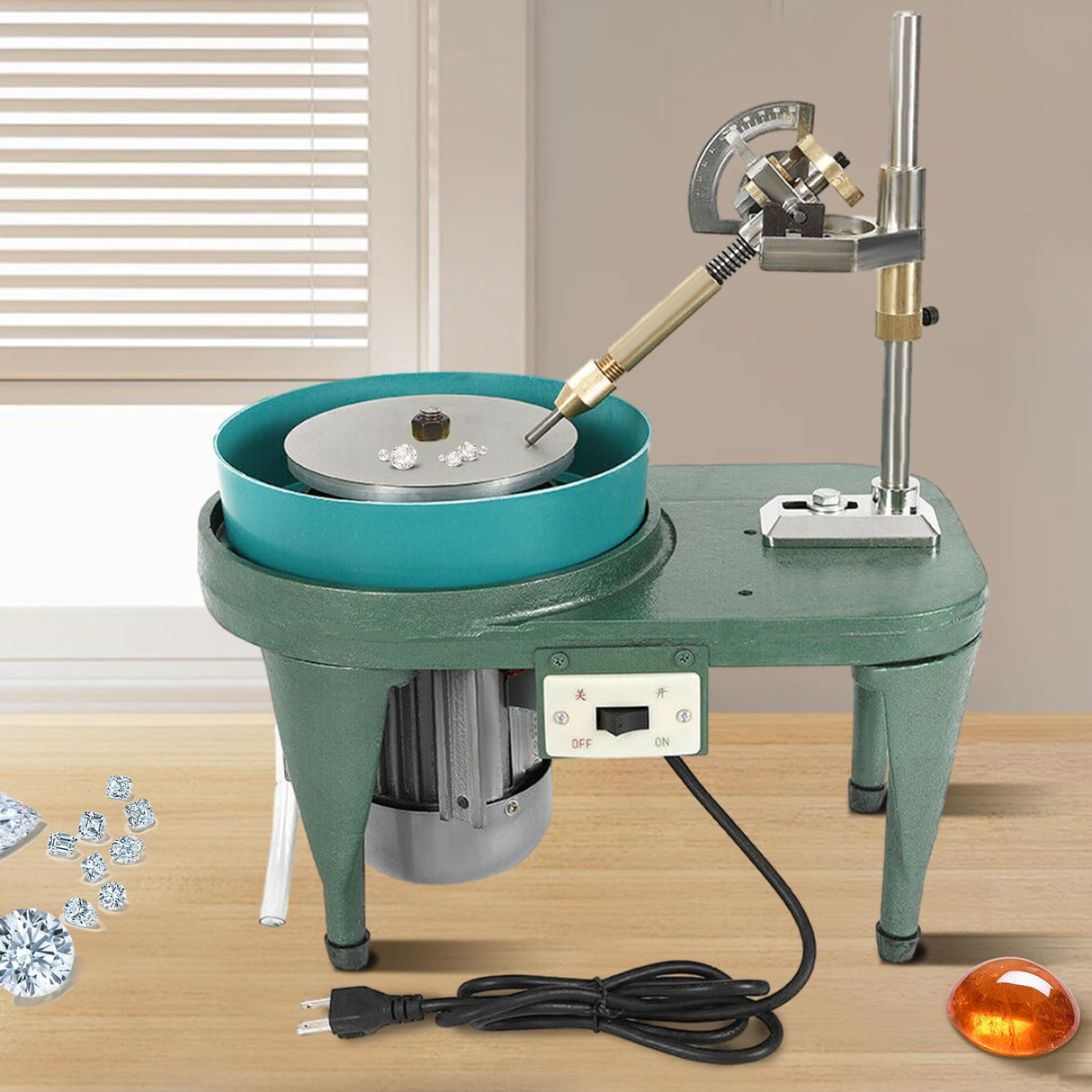 Gem Faceting Machine, 180W 110V Jewelry Gem Faceting Polisher Machine Flat Grinder Lapidary Cutter Polisher, 2800RPM Gemstone Grinding Maker for Carving Jade Stone Wood Gold Crafts GOSHET