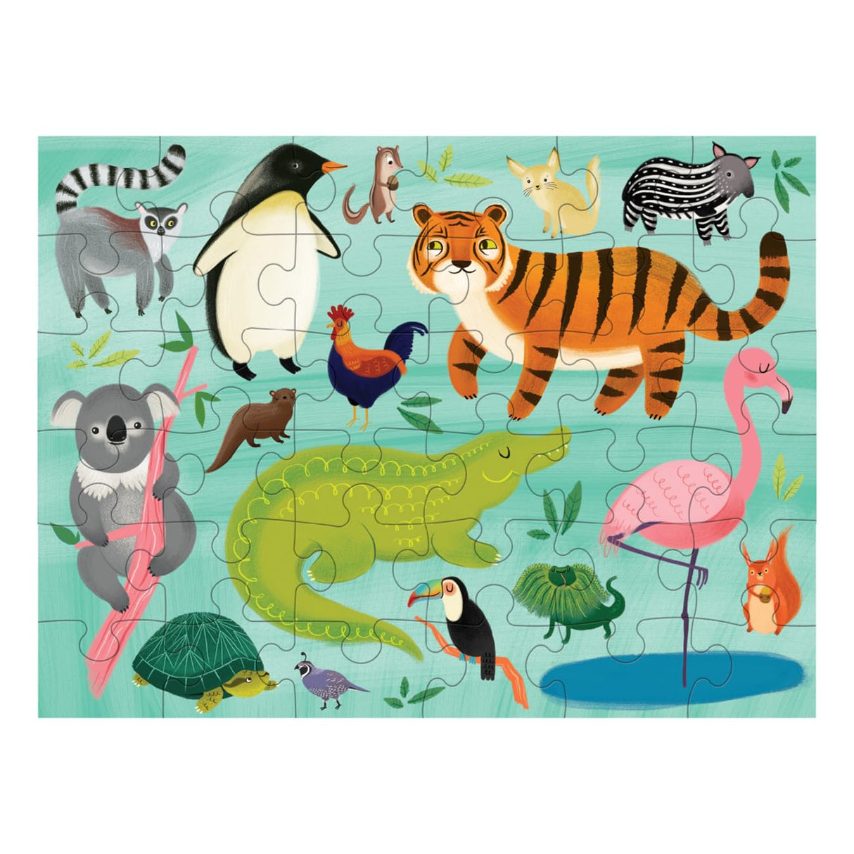 Mudpuppy Animals of The World to Go Puzzle, 36 Pieces – Great for Kids Ages 3+ - Perfect for Travel, Easy Clean-Up, Packaged in Secure, Reusable Fabric Bag Mudpuppy