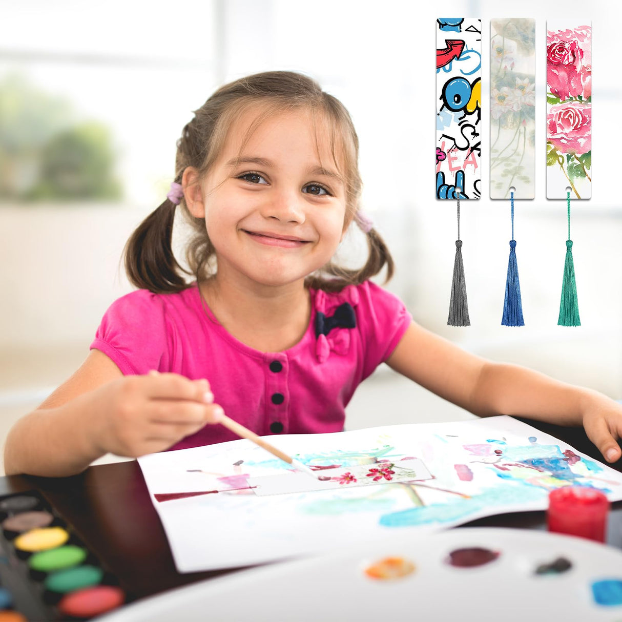 100 Pcs Sublimation Bookmark Blank, Paper DIY Bookmarks with Hole and Colorful Tassels for Crafts,Personalized Tassels Blank Bookmarks Cevhzoe