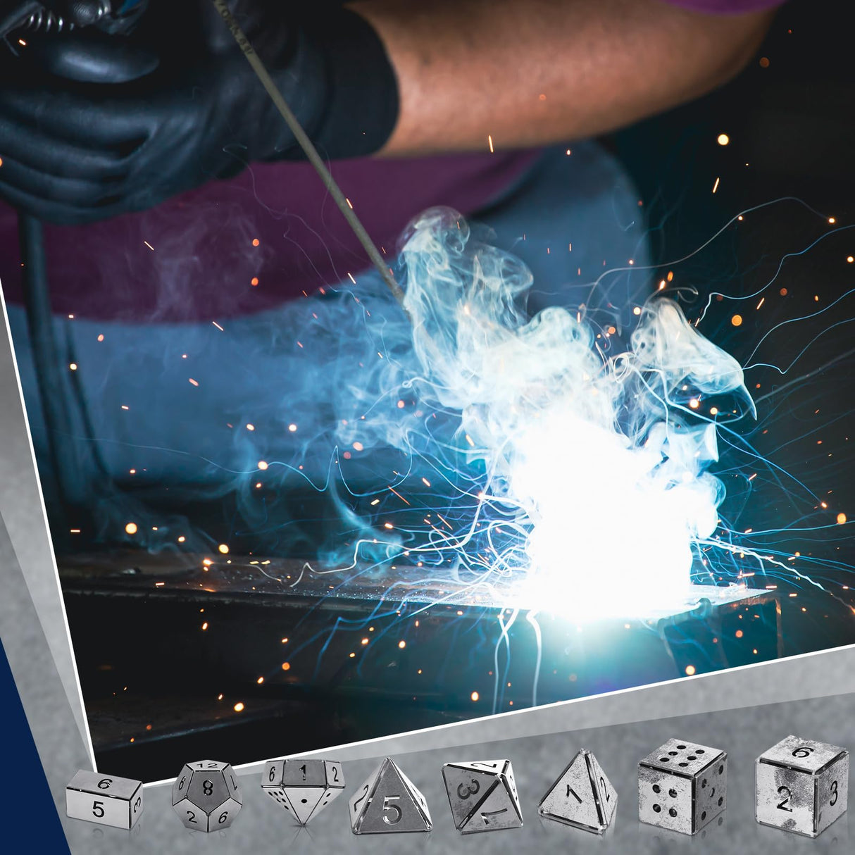 Therwen 9 Pieces Dice Welding Kit Welding Coupons DIY Welding Equipment Mild Steel Triangle Plate for Beginners TIG MIG Gas Arc Stick Welding Training Practice Accessories Tools, 8 Styles (1.5 Inch) Therwen