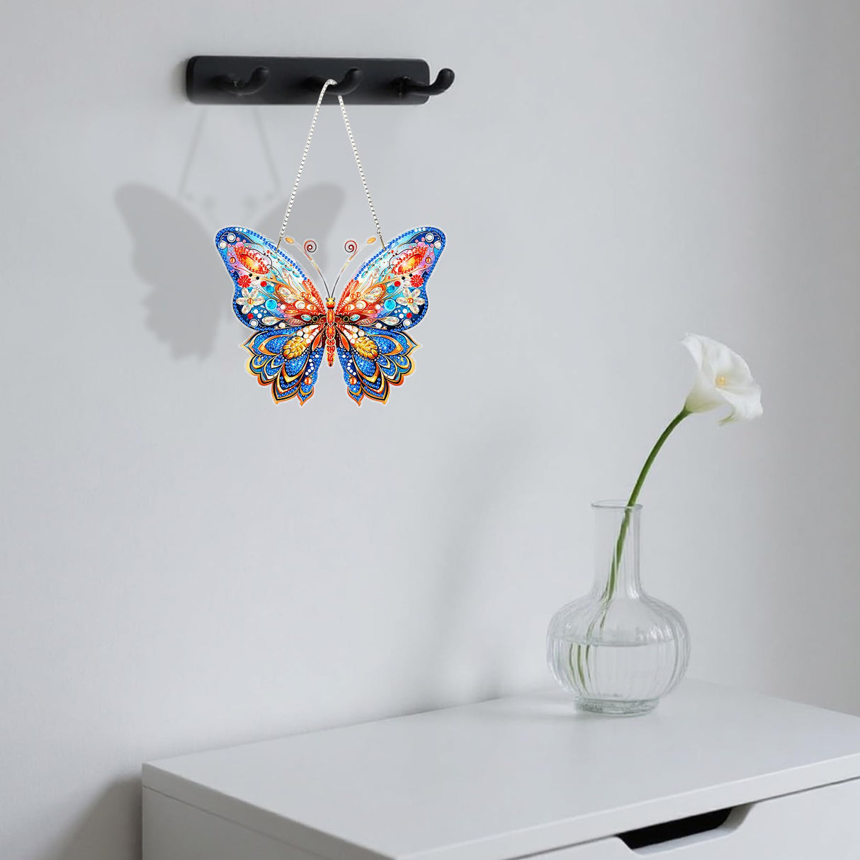 Oiuyamn 5D Diamond Art Kits for Adults, DIY Diamond Painting Hanging Pendant Ornament Butterfly, Crystal Diamond Art Decoration for Beginners Oiuyamn