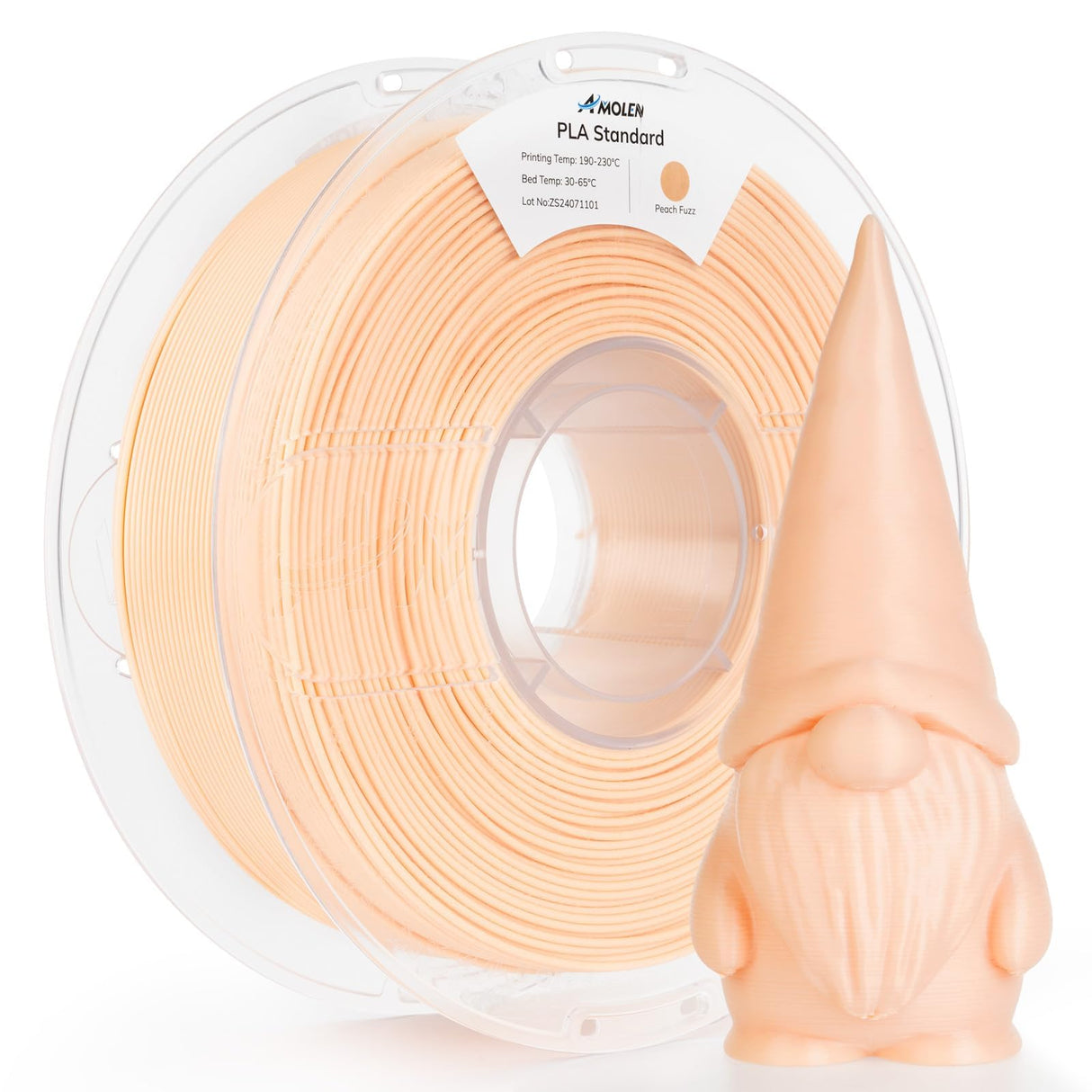 AMOLEN 3D Printer Filament PLA, True High Speed 600mm/s 1.75mm PLA Filament Peach Fuzz (Flesh color)PLA, 1KG/2.2lb, Dimensional Accuracy +/- 0.02 mm, Smooth & Non-Tangle, Fits for Most FDM 3D Printer AMOLEN