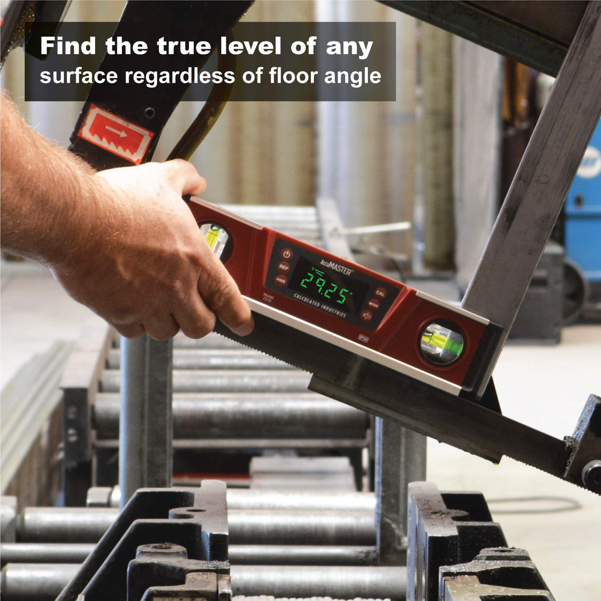 Calculated Industries 7210 AccuMASTER PRO Digital Torpedo Level and Protractor | 10” Inch | Neodymium Magnets | Bright LED Display | IP54 Dust/Water Resistant, Red Calculated Industries