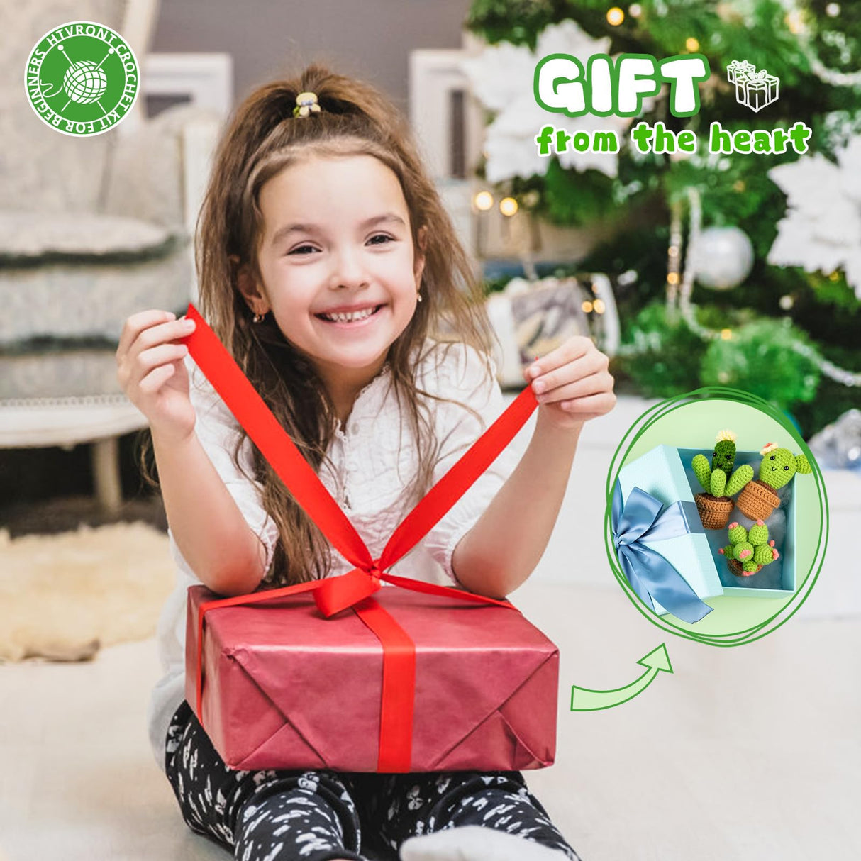 HTVRONT Crochet Kit for Beginners - Complete Crochet Kits with Stitch by Stitch Video Tutorial, Beginner Crochet Kit for Adults Kids Gift - Starter Easy Learn to Crochet Succulent Plants Family HTVRONT