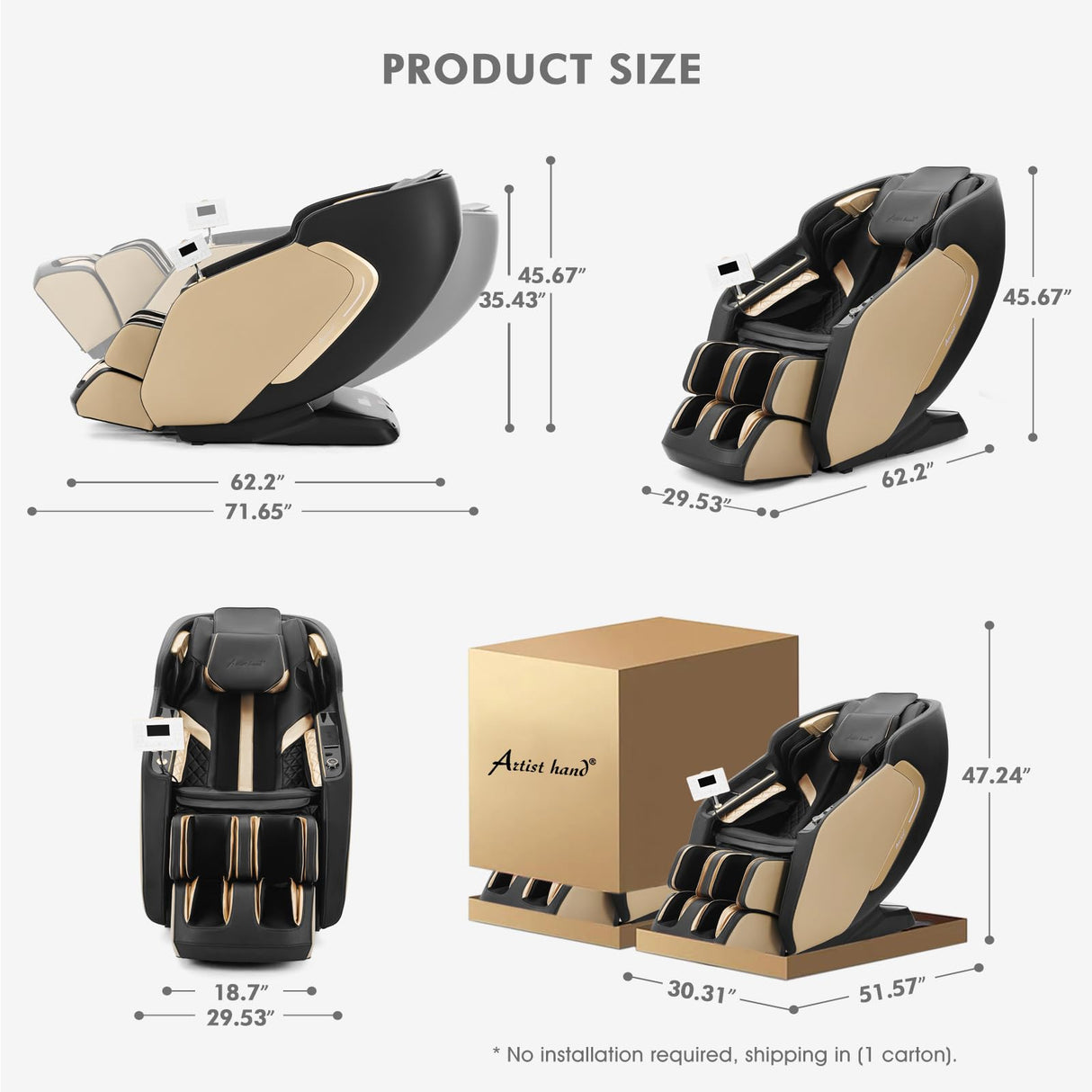 Artist hand Extra Wide Seat Massage Chair Full Body, SL Track Zero Gravity Massage Chair Recliner with 12 Modes, Bluetooth, Body Scan, Foot Roller & Airbags Massage Artist hand