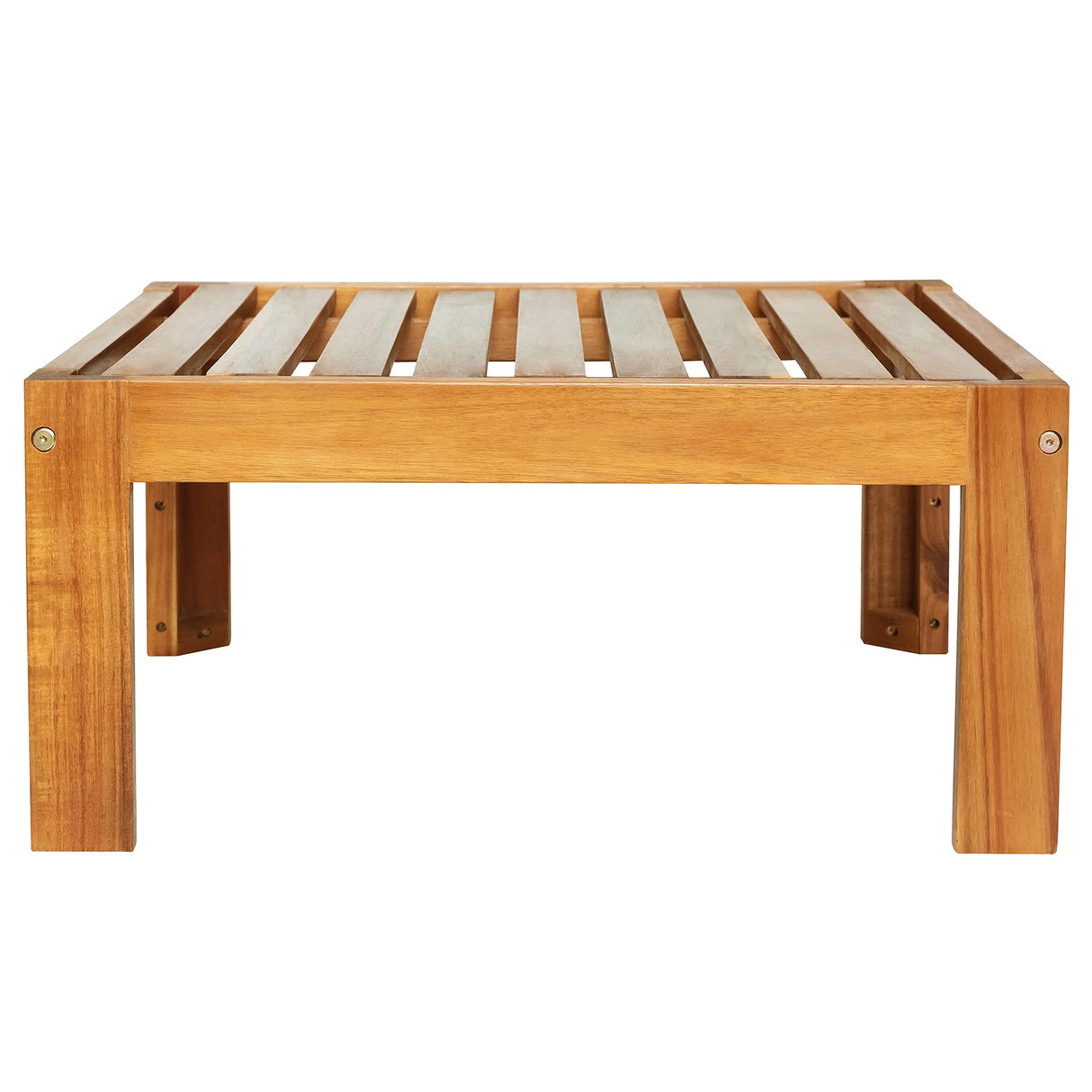 YSWH 5-Piece Patio Acacia Wood Outdoor Sectional Furniture Conversation Sets with Slatted Tabletop Tea Table and X-Back Wood Frame, Removable Cushions YSWH