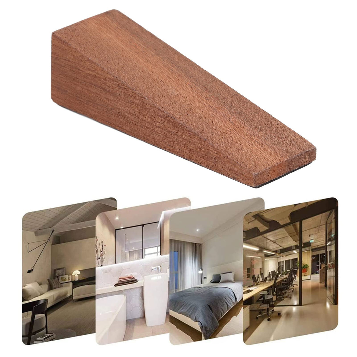 4Pcs Door Stops, Wooden Door Stoppers Non Slip Door Wedges with Rubber Tip for Bottom of Door Bedroom Living Room Bathroom GLOGLOW