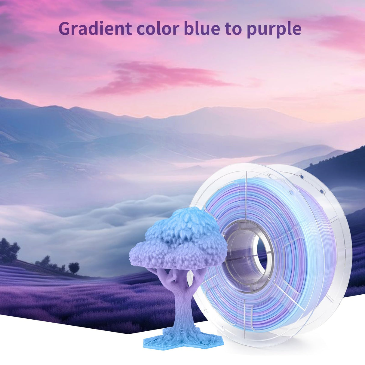 IEMAI PETG Filament 1.75mm, High-Speed 3D Printer Filament for 30-600mm/s Fast Printing, Color Change Blue to Purple Gradient Filament, Translucent PETG Filament 1kg(2.2lbs) Spool IEMAI